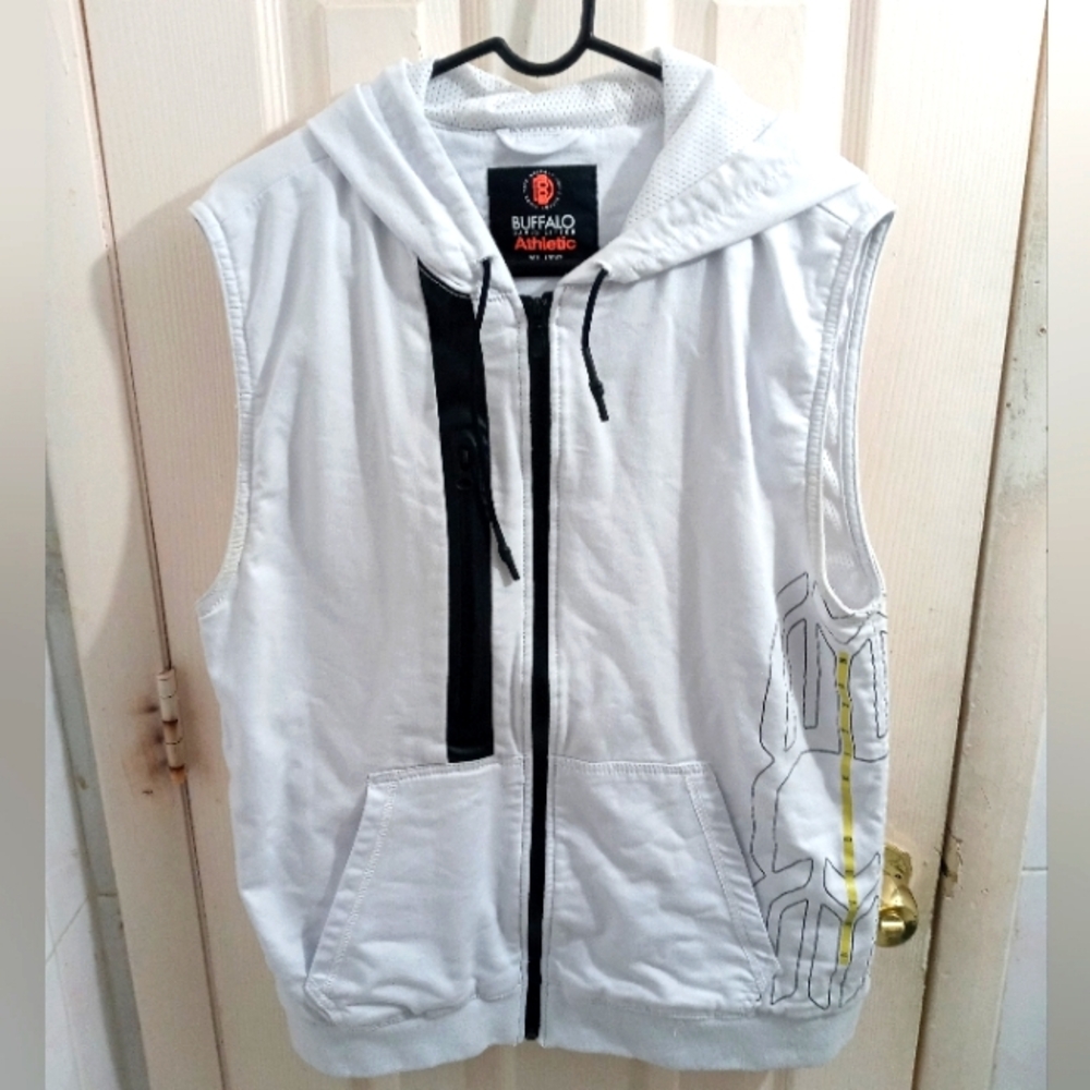 Buffalo Athletics White Sleeveless Hoodie Size XL
